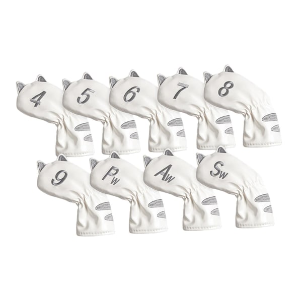 1/2/3/5 För Golf Head Covers Mallet Putter Professionals White 9 Pcs Iron 1Set