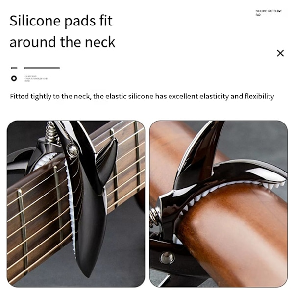 Unik Gitarrklämma med Hajhuvud Håller Akustisk Eller Elektrisk Gitarr Mirror black
