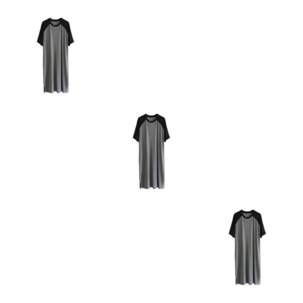 1/2/3/5 Herrrock Bekväma nattkläder för avslappning och Black and dark gray XXL 3PCS