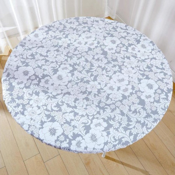 1/2 vattentät rund PVC-duk Snygg cover för hemmet Grey Chrysanthemum 110-140cm 1 Pc