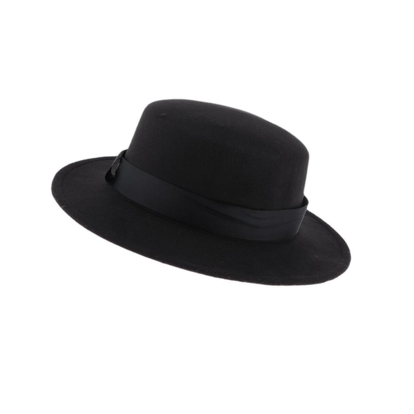 Vintage Fedora Hat Flat Top För Jazz Hat Men Party Trilby Hat Black 56-58cm