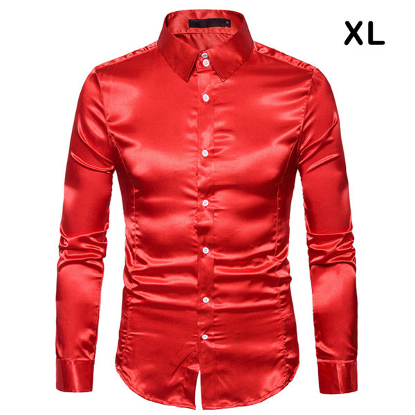 1/2 herrskjorta formell långärmad med nedfällbar krage - bra red XL 1 Pc