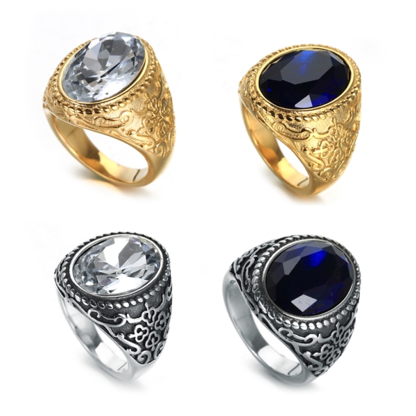 Män Ring Vintage Crystal Smycken Dressing Dekoration Par Gold White Size 11  73eb | Gold White | Size 11 | Fyndiq