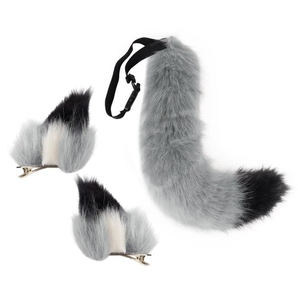 1/2/3/5 Deluxe 3st Cat Ear Tail Läderchoker Halloween Lolita Grey Beast ear tail 1 Pc