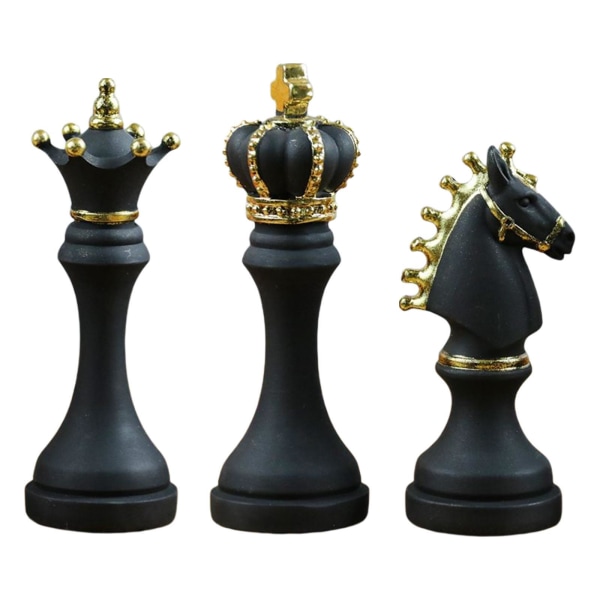 3st För Creative International Chess Figurine Statue för Black 3 pcs