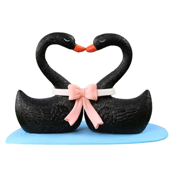 Dekoration Figurine Swan Love Animal Simulation Miniatyr Black