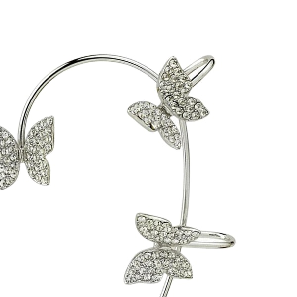 1/2/3/5 Clip Earring För Butterfly Ear Cuff Clip för Daily Silver Left 5.2cm 1Set