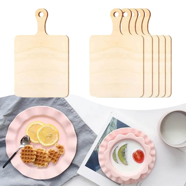6 X Wood Paddle Board med handtag skärbräda Set för kök