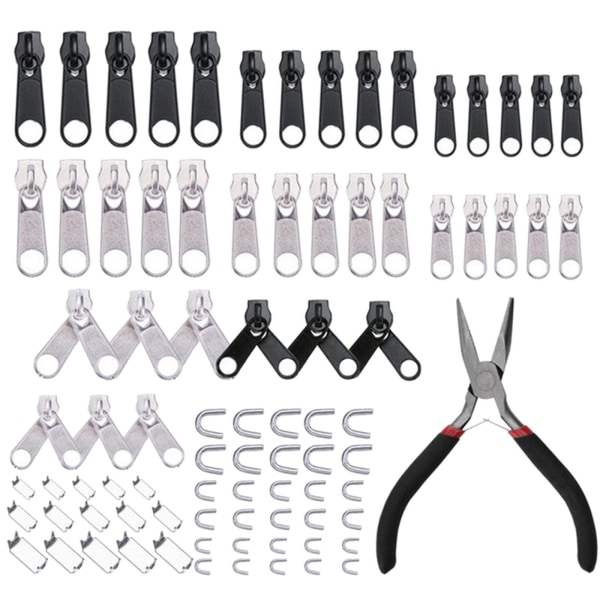 För Zipper Repair Kit med För Zipper Installation Tång för Jeans 85 pcs