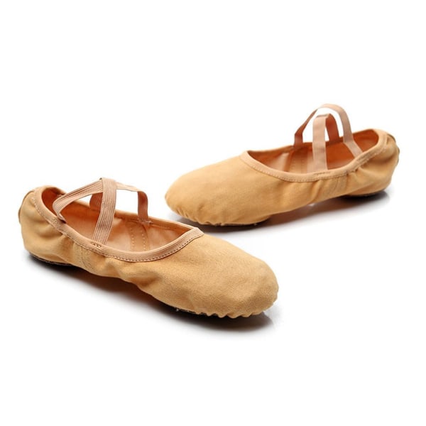 1/3/5 Canvas Balett Tofflor Split-Sole Skor Fitness Gymnastik Tan Size 40 1Set