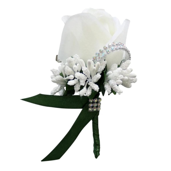 1/2/5 Elegant Stimulering Rose Flower Brosch Pin Bröllop Corsage White Dark Green 2PCS