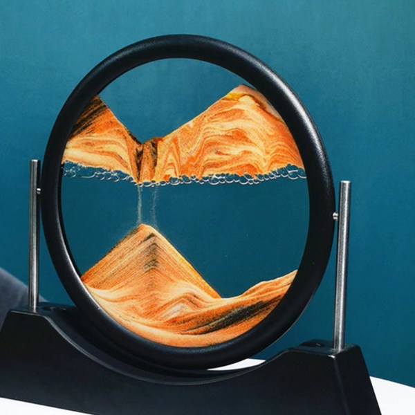 Dynamisk sand bildkonst present flytande plastram landskap orange 7 inch