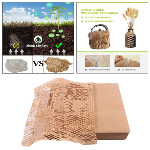 100Pc Kraft Paper För Honeycomb Cushioning Wrap för presenter 30 x 30cm