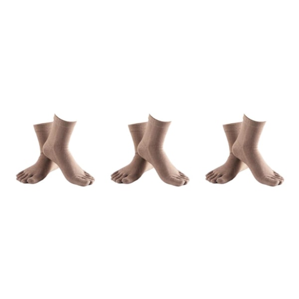 1/2/3/5 1Par För Comfy Five Toe Strumpor Bomull High Crew Sock Khaki 3Set