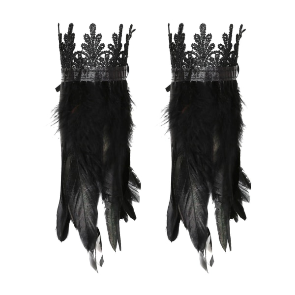 1/2/3 Gothic Feather Choker Shoulder Wrap Cape Masquerade Party wristband 32CM 1Set