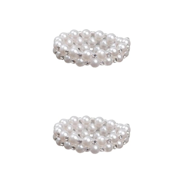 1/2/3/5 Dam Chic Pearl Rhinestone Stretch Armband för brud White 2 Row 2Set