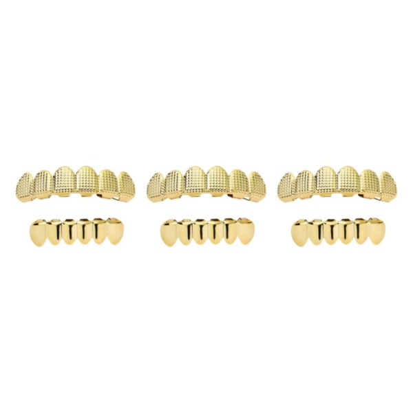 205-01-03 Hip Hop Grill Fake Mouth Smycken Cosplay Decor Golden 3Set