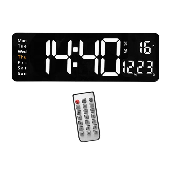 Digital väggklocka USB Datum Vecka Temperatur Display Fjärrkontroll