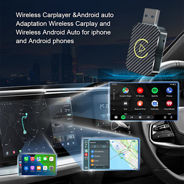 Automatisk Anslutningsbox 2 Adapter Trådlös För CarPlay Android silvery