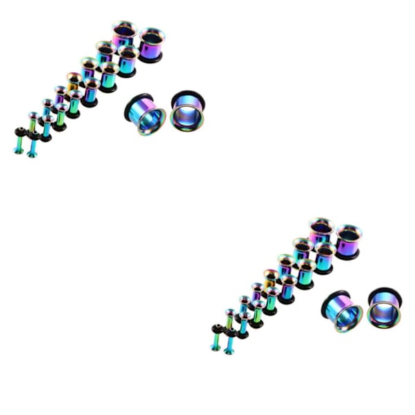 1/2/3/5 9 par öronmätare i rostfritt stål Stretching Tunnel Colorful 14g-00g 2Set