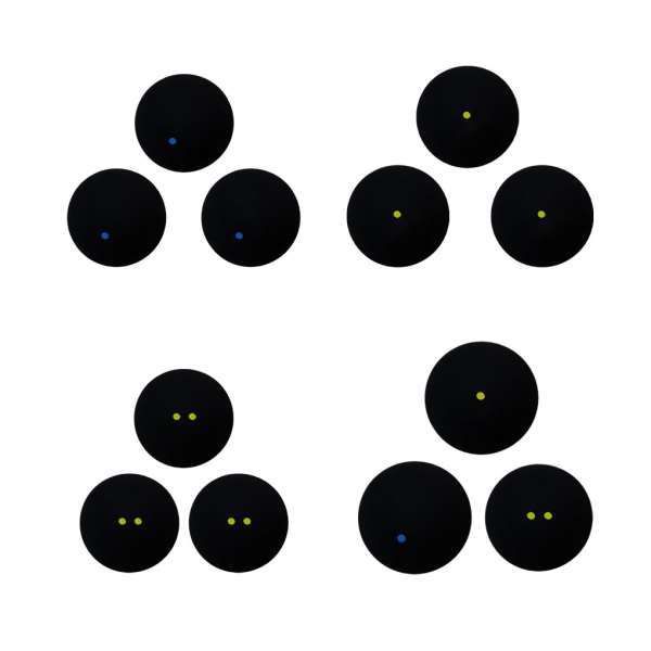 Professionella squashbollar - robust och tålig gummislang Single blue dot