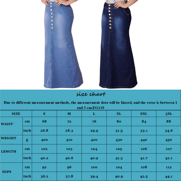 1/2/3 Romantic Look Maxikjol - Lång jeanskjol för kvinnor indigo M,1 1 Pc