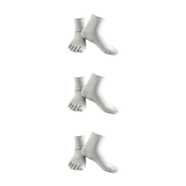 1/2/3/5 1Par För Comfy Five Toe Strumpor Bomull High Crew Sock Grey 3Set