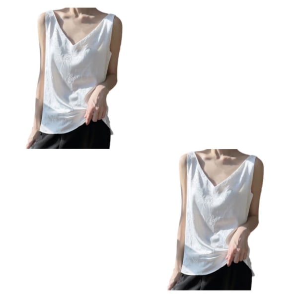 1/2/3 Snyggt ärmlöst linne för vuxna kvinnor - Topp sommar A36 White XXL 2PCS