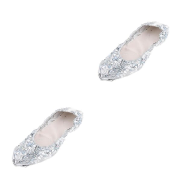 1/2/3/5 Kvinnor Tjej Magdansskor Non- För slip Soft Soles Silver XL 2Set