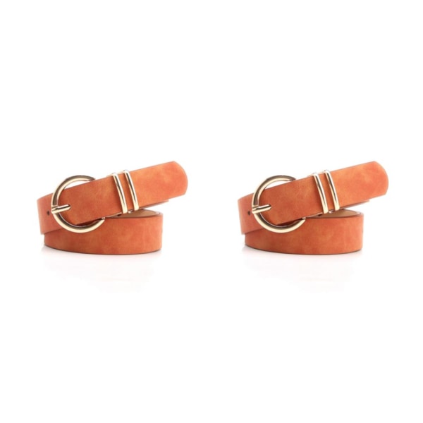 1/2 Klassisk Stil Alloy Spänne Bälte För Kvinnor - Tidlöst Mode Camel 2PCS