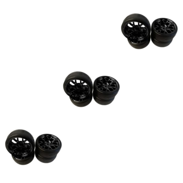 1/3 hjul och däck set för TT01 TT02 HSP bandfordon Black 3PCS