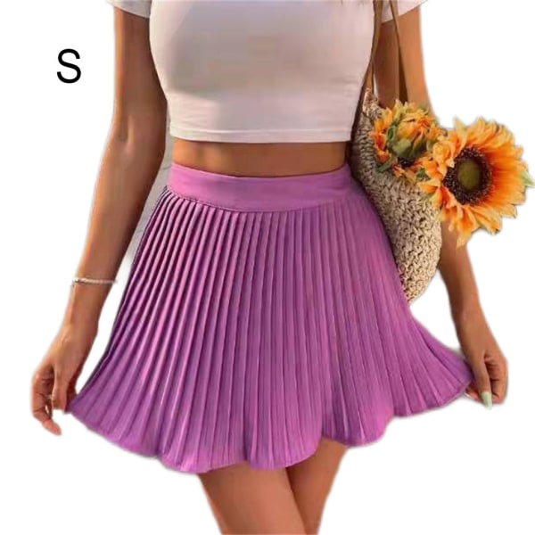 Kvinnor hög midja kjol flickor Träning veckade kjolar ovanför knä Purple S  b839 | Purple | S | Fyndiq