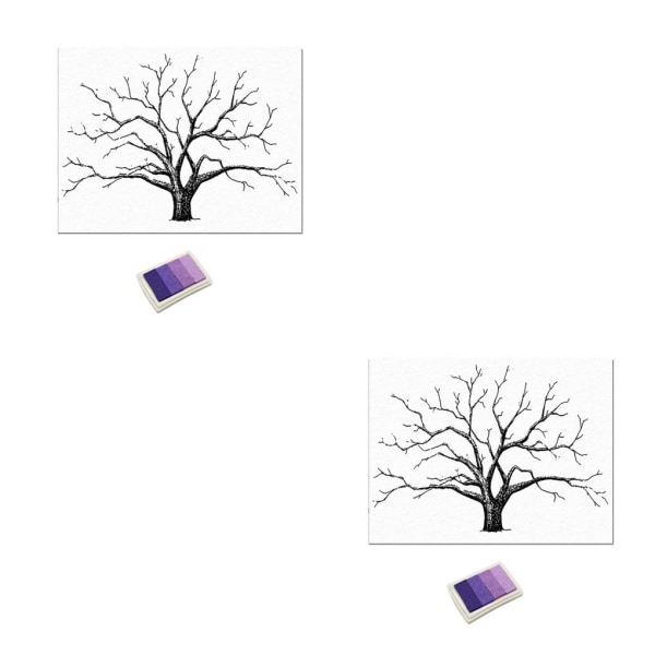 1/2 tumavtryck Träd Finger Målning Bröllop Gästbok Vackert Purple 2PCS
