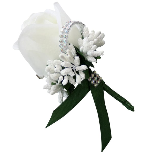 1/2/5 Elegant Stimulering Rose Flower Brosch Pin Bröllop Corsage White Dark Green 1 Pc