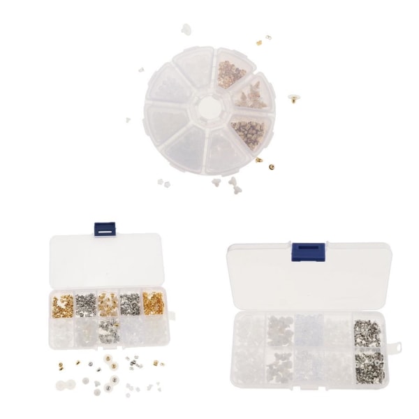 1/2/3 Boxed Earring Back Örhänge Backing Kit 550st 10 stilar gold 400 Pcs 8 Style 1Set