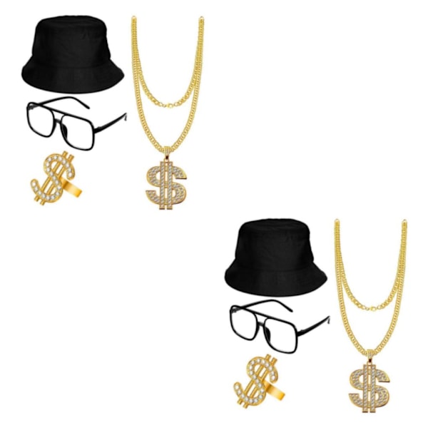 1/2/3 Hip Hop Costume Kit Rapper Pendant Outfits Accs for Party 2PCS