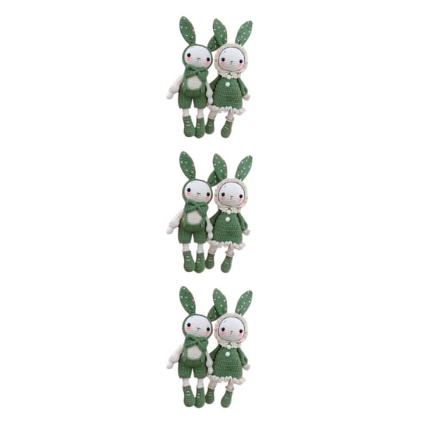 1/2/3 virksats för nybörjare söta kaniner inkluderar garn, krok, Green 3PCS