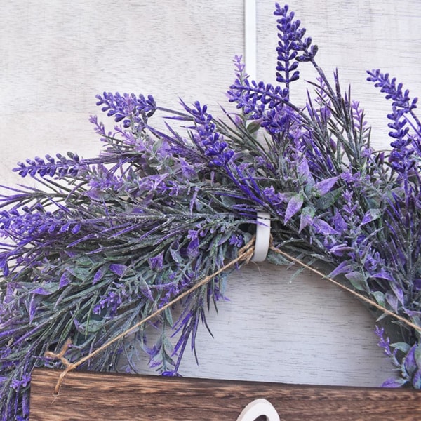 1/2 konstgjorda gröna löv girland för fönster väggdekor Lavender Wreath with WELCOME 1 Pc