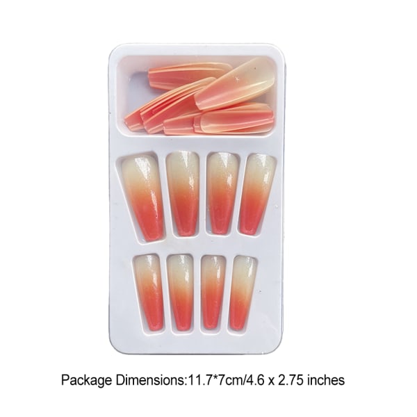 1 Set in French Tip Press on Nails Gradient Extension fingernaglar Type 4 2g glue,24Pcs jelly