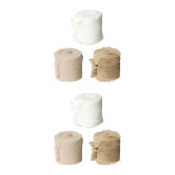 1/2/5 Elegant frans chiffong sidenliknande band för utsökt White+Beige 2PCS