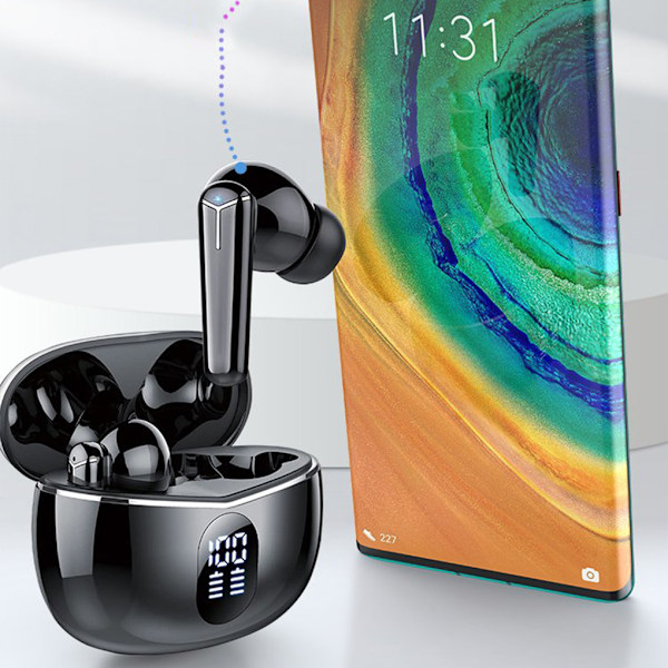 Bluetooth Hörlurar Med LED-Display Och 48 Timmar Speltid black Bluetooth headset