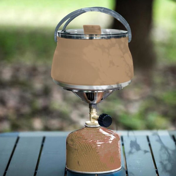1/5 hopfällbar Camping Silikon Cook Pot Travel hopfällbar vattenkokare Khaki 1 Pc