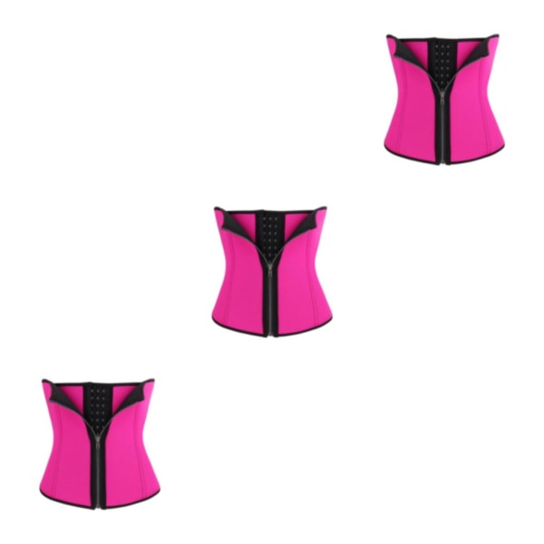 1/2/3 Kvinnor För Dragkedja Waist trainer Push up Väst Mage Red XXL 3PCS