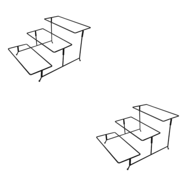 1/2/3 Tallrik Stativ Skål Display Stativ Skålhållare 3 lager för Rectangle 2PCS