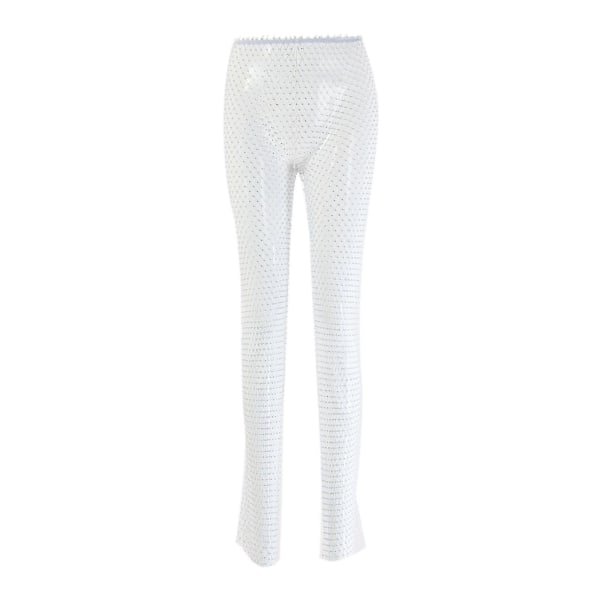 Mesh Sheer Pants Mode Sommar Cutout Fishnet Leggings för White