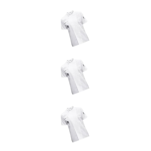 1/2/3/5 Kortärmad kockjacka Enkla matlagningskläder för White XXL 3PCS