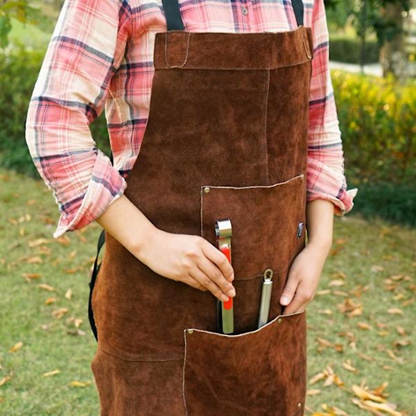 Utomhus Camping BBQ Förkläde Tjockt Läder Unisex Hem Arbetskläder
