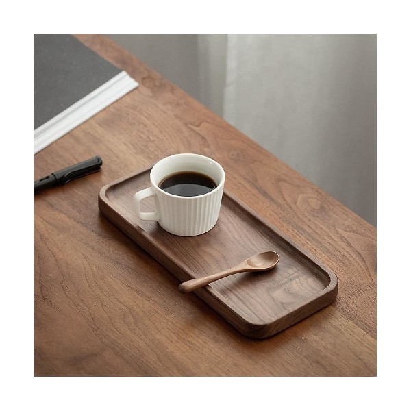 Valnötsbricka i massivt trä, liten rektangulär bricka, bricka till badrum, middagsbricka, tebricka, kaffebricka