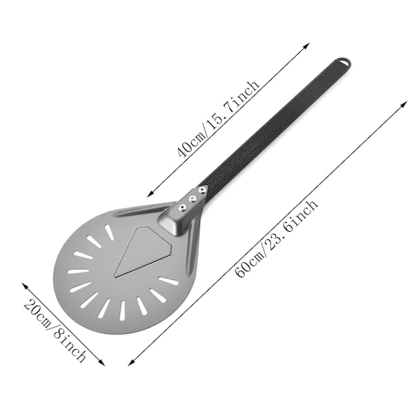 Vänd pizza med 8\" rund pizzapade i aluminium, 23,6\" totalt, ingång till utomhuspizzaugn