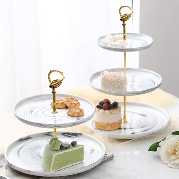 Cupcake Stativ Håndtag, 2-lags Vintage Kagebakke Stativ Sølv